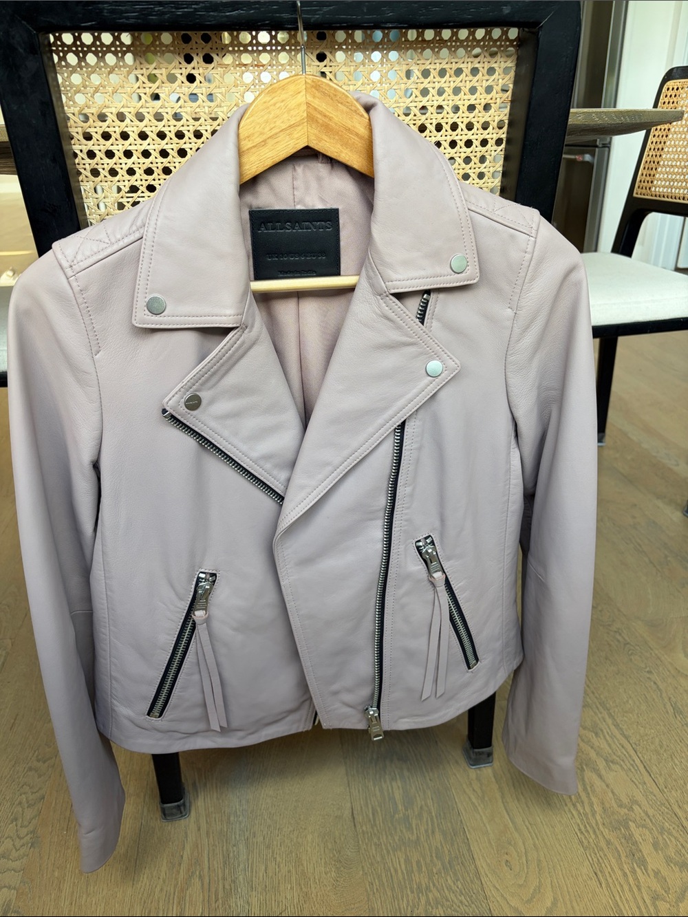 Women’s all saints Leather Moto Jacket - Dusty Rose